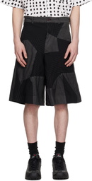 Black Comme des Garçons Black Gabardine Patchwork Shorts