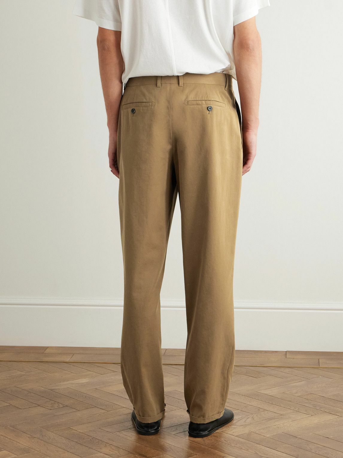 The Row - Belamy Straight-Leg Pleated Cotton and Cashmere-Blend GabardineTrousers - Neutrals