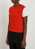 Polo Ralph Lauren Logo-embroidered Cable-knit Cotton Vest Orange