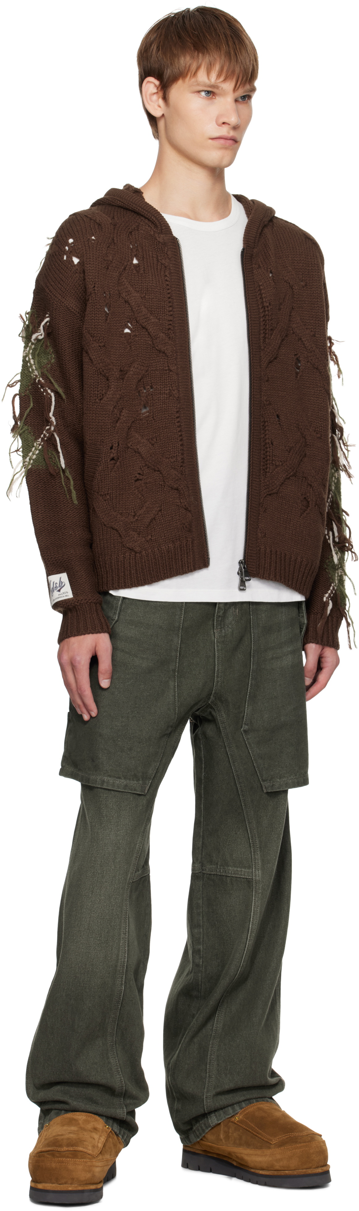 Andersson Bell Brown Argyle Fisherman Zip-Up Hoodie