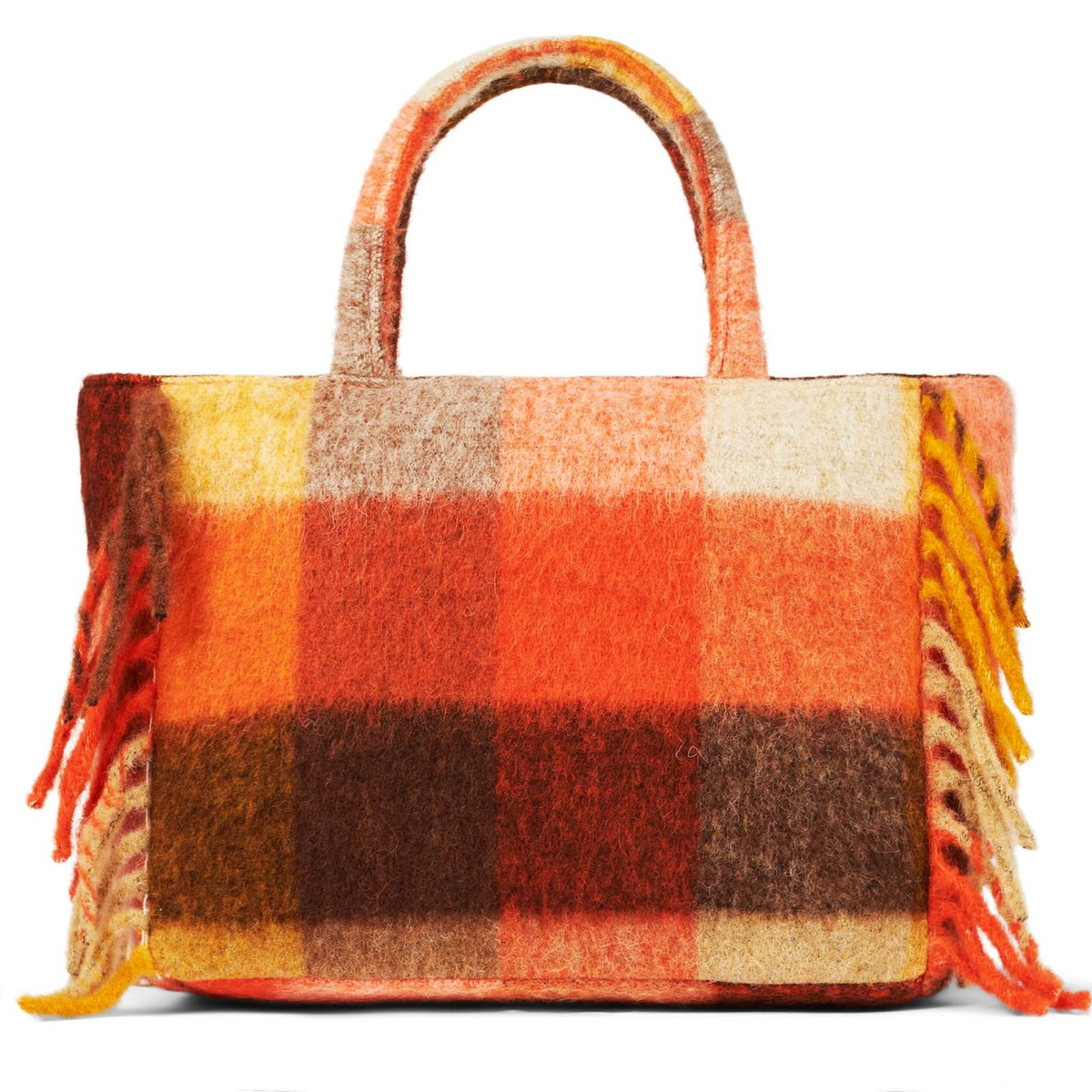MC2 Saint Barth Vanity Blanket Shoulder Bag With Multicolor Check And Fringes