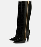 Tom Ford Croc-effect leather knee-high boots