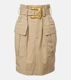 Balmain Belted cotton gabardine midi skirt