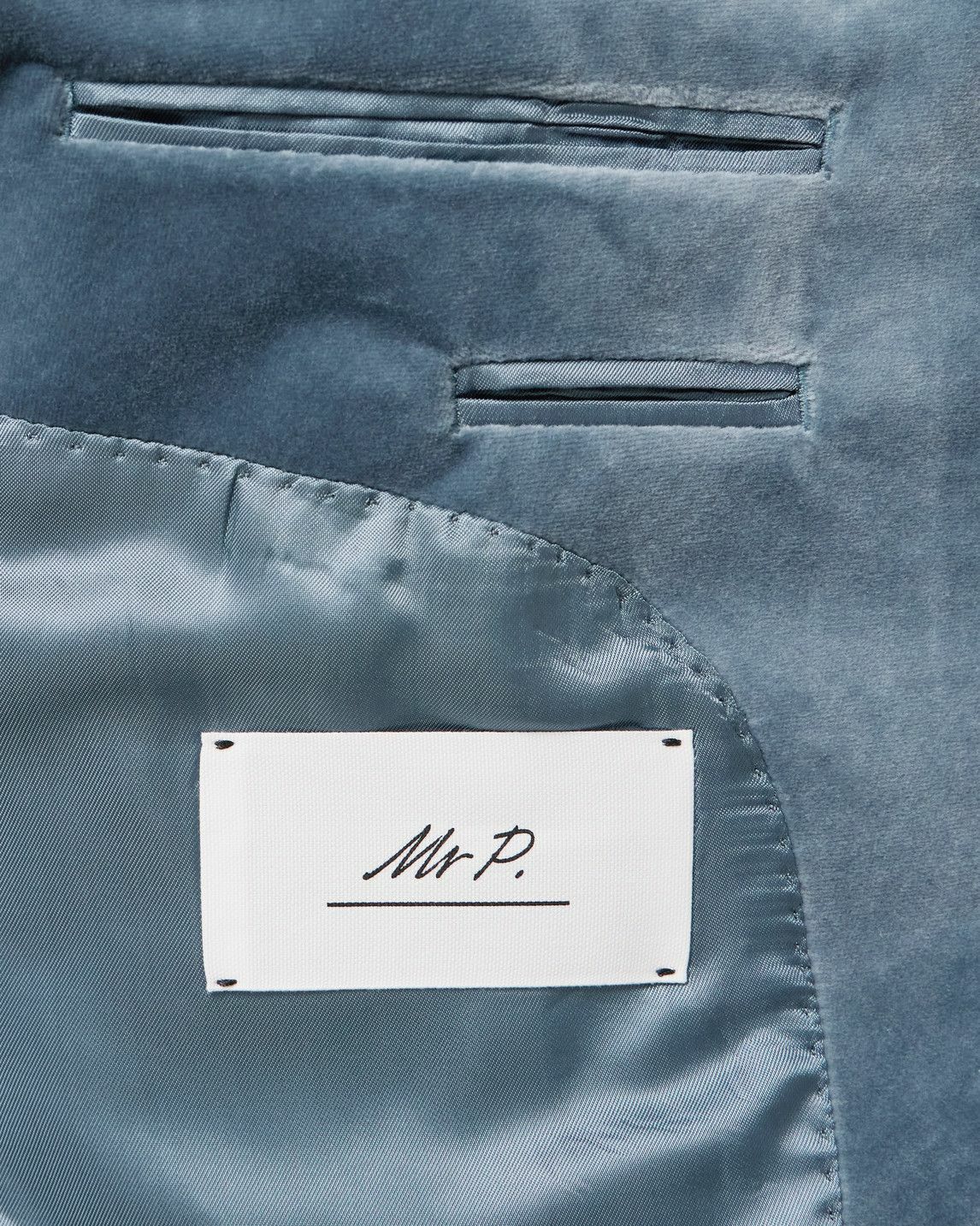 Mr P. - Slim-Fit Shawl-Collar Cotton-Velvet Tuxedo Jacket - Blue