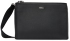 BOSS Black Leather Messenger Bag