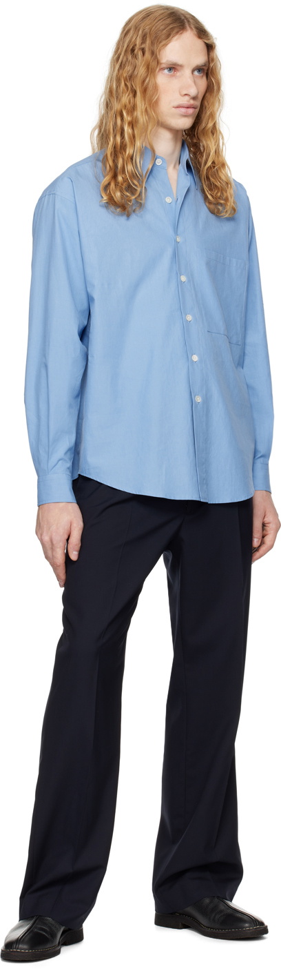 AURALEE Blue Washed Finx Twill Shirt Auralee