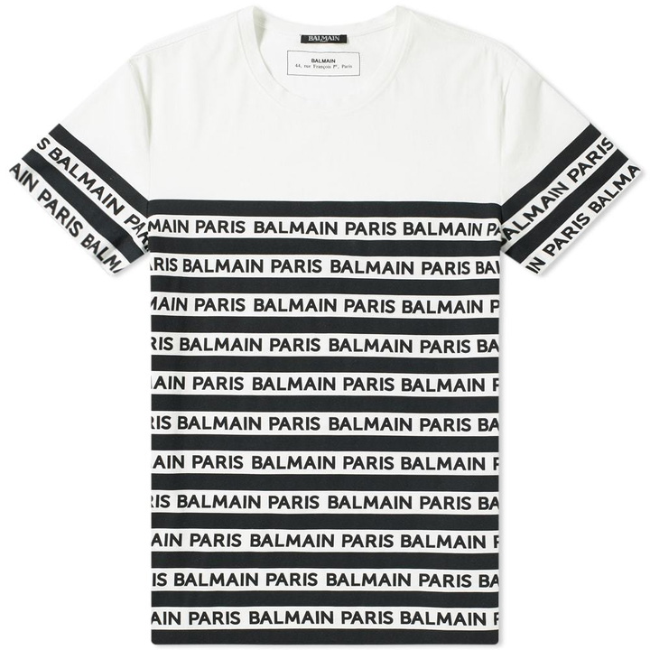 Photo: Balmain Multi Logo Stripe Tee