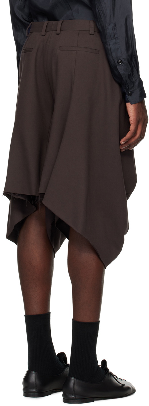 Edward Cuming Brown Raw Edge Shorts