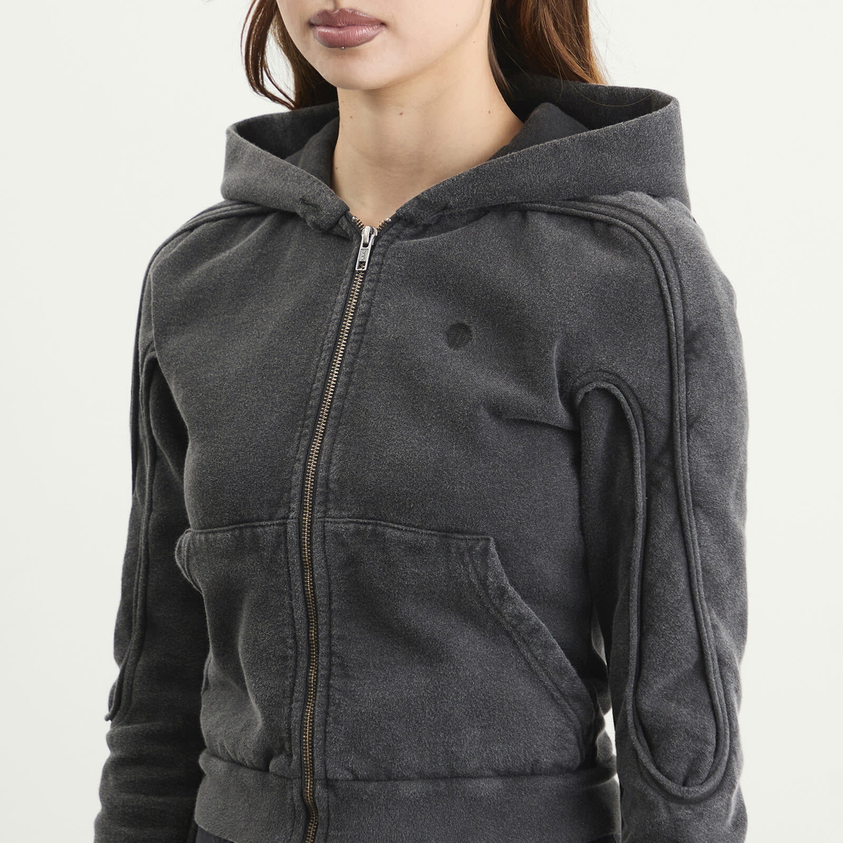 Ottolinger Women's Sutured Zip Hoodie in Black Wash