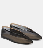 Le Monde Béryl Luna leather-trimmed mesh ballet flats