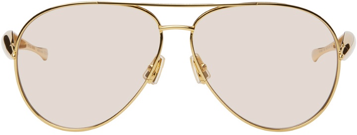 Photo: Bottega Veneta Gold Sardine Aviator Sunglasses