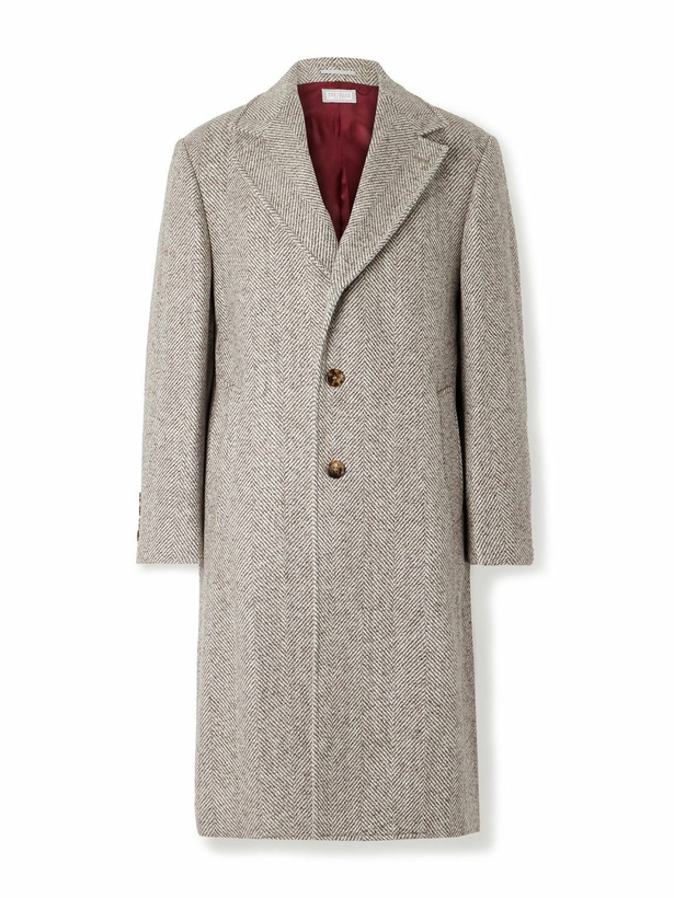 Photo: Brunello Cucinelli - Heringbone Woven Coat - Neutrals