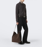 Lemaire Belted leather-trimmed canvas tote bag