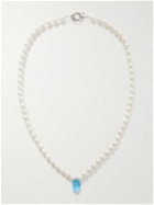 POLITE WORLDWIDE® - Swiss Sterling Silver, Pearl and Topaz Necklace