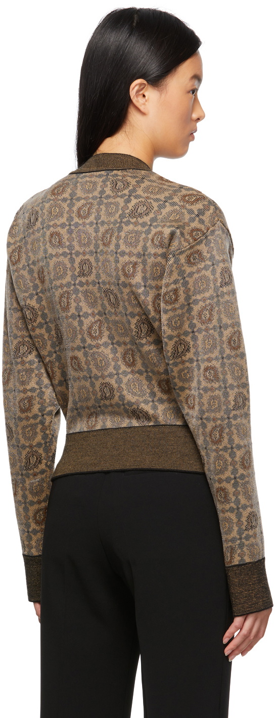 Mame Kurogouchi Brown Jacquard Knit Paisley Cardigan Mame Kurogouchi