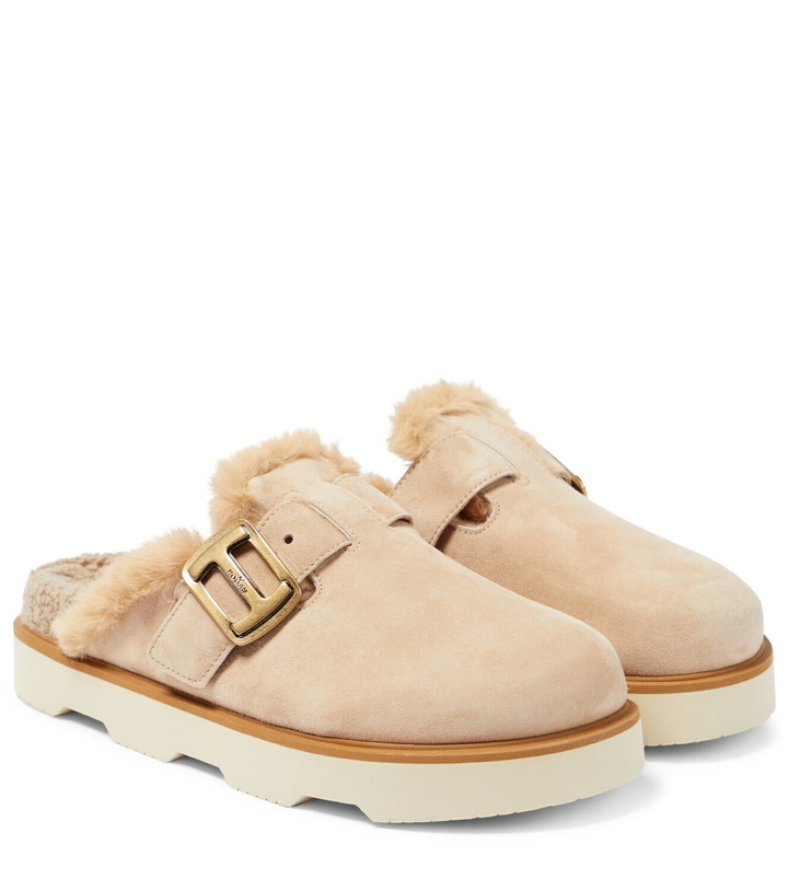Photo: Hogan Faux fur-lined suede slippers
