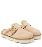 Hogan Faux fur-lined suede slippers