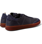 Officine Creative - Kombo Nubuck-Trimmed Leather Sneakers - Blue