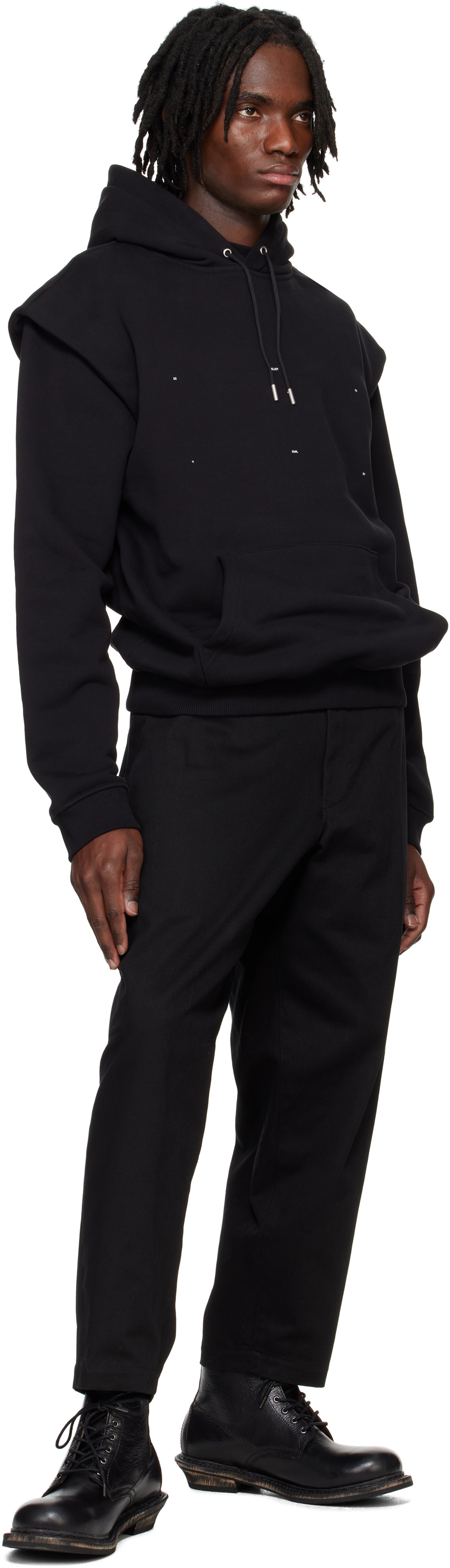 HELIOT EMIL Black Outline Logo Hoodie