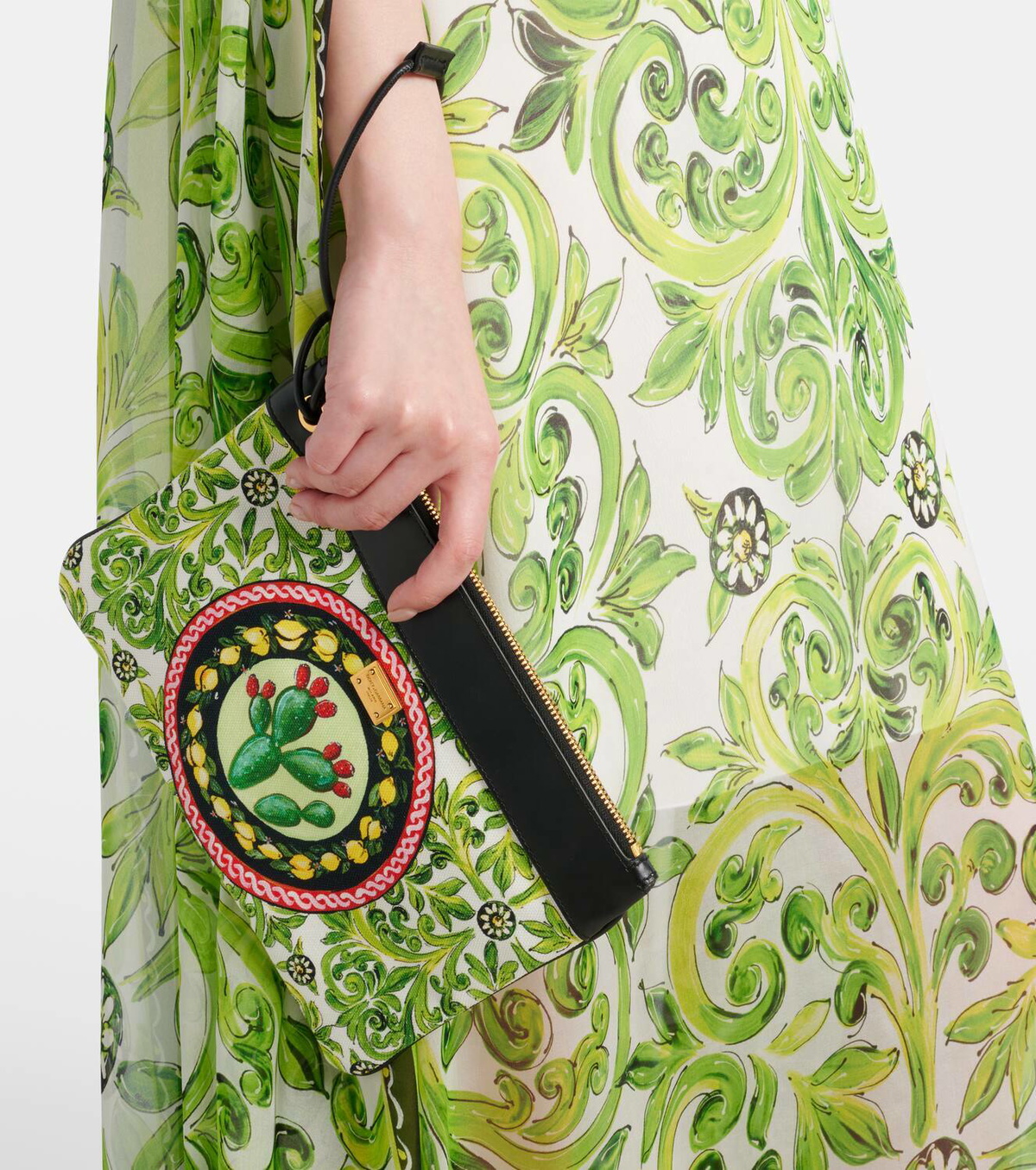 Dolce&Gabbana Printed leather-trimmed canvas clutch