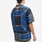 Versace Men's Nautical Print Silk Vacation Shirt in Blue/Gold