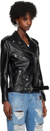 Dolce & Gabbana Black Pin-Buckle Belt Leather Jacket