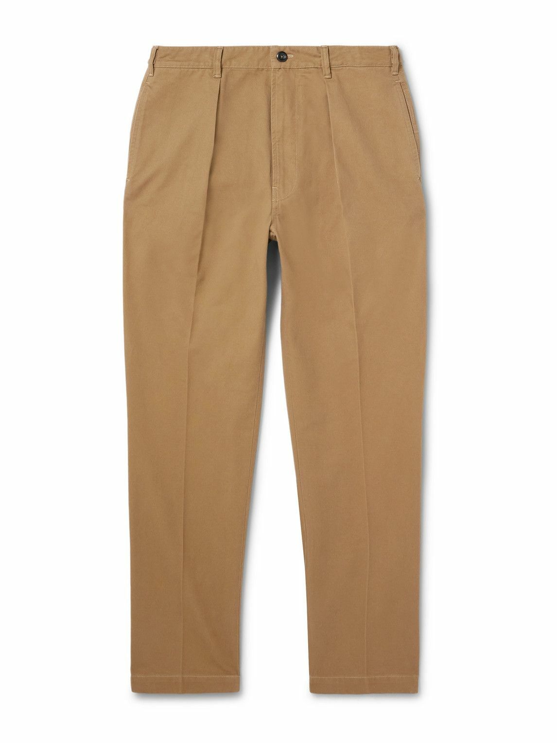 Drake's - HIM Games Tapered Pleated Cotton-Twill Trousers - Brown