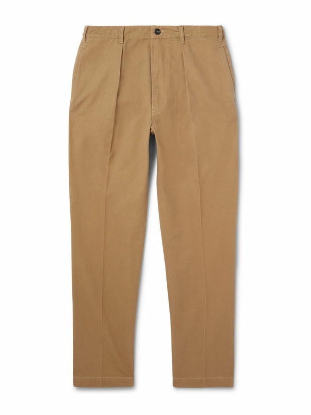 Photo: Drake's - HIM Games Tapered Pleated Cotton-Twill Trousers - Brown