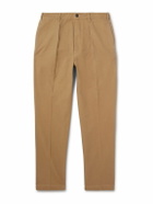 Drake's - HIM Games Tapered Pleated Cotton-Twill Trousers - Brown