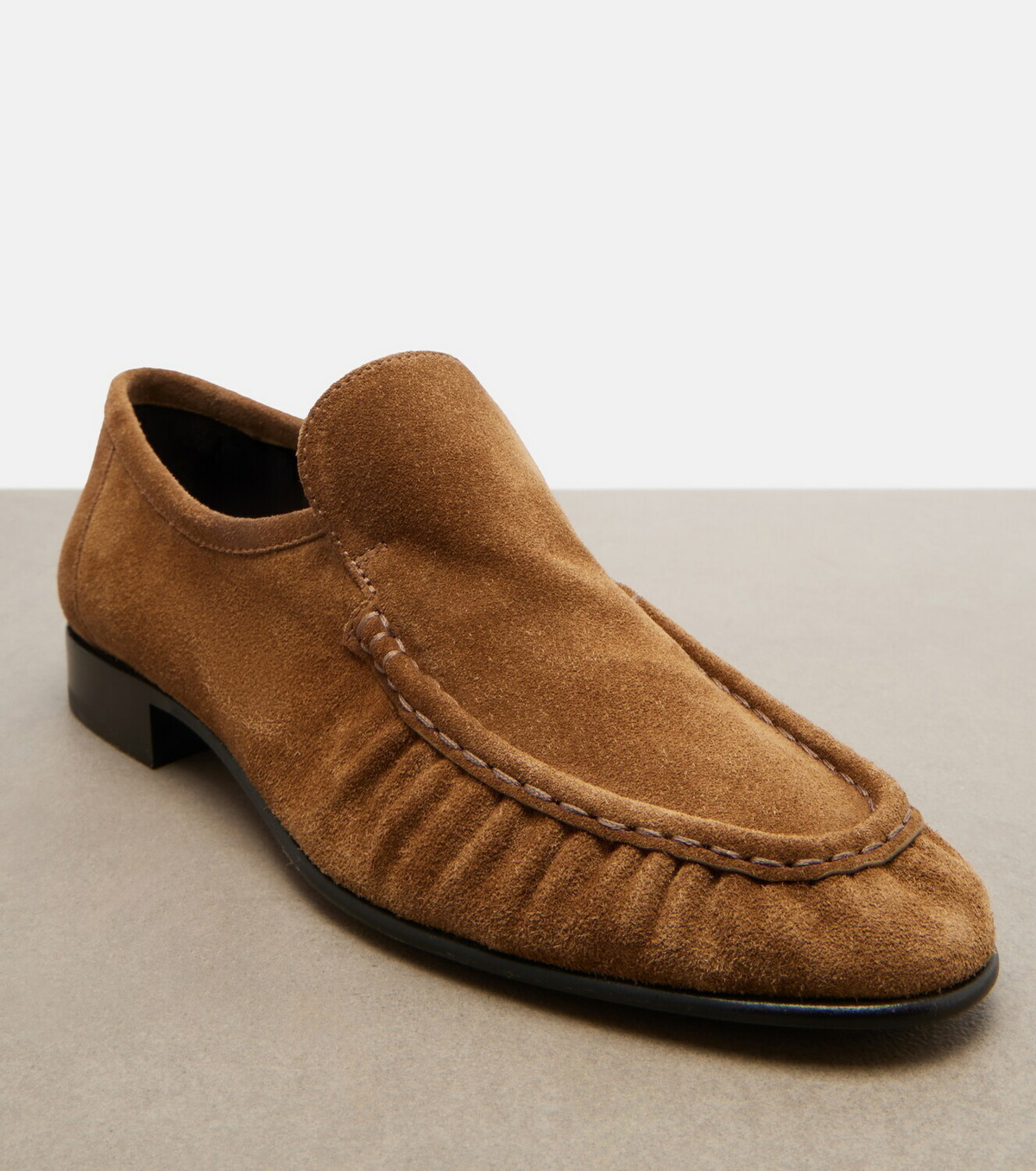 The Row Soft Mocassin Two suede loafers