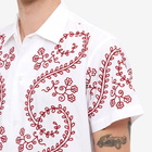 Bode Men's Pilea Embroidered Vacation Shirt in Red/White