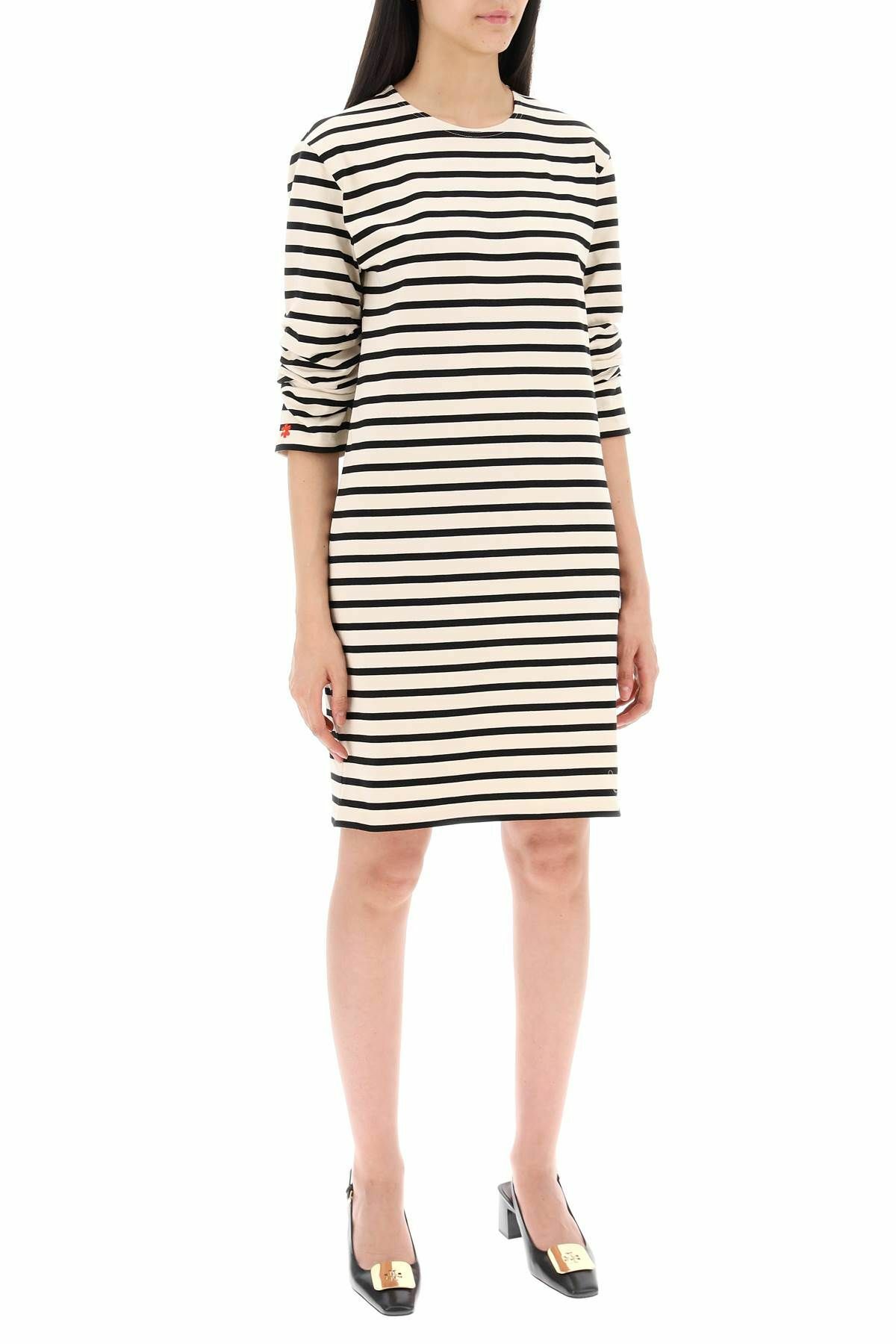 TORY BURCH "striped cotton dress with eight White