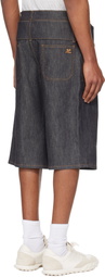 Courrèges Gray Double Belted Denim Shorts