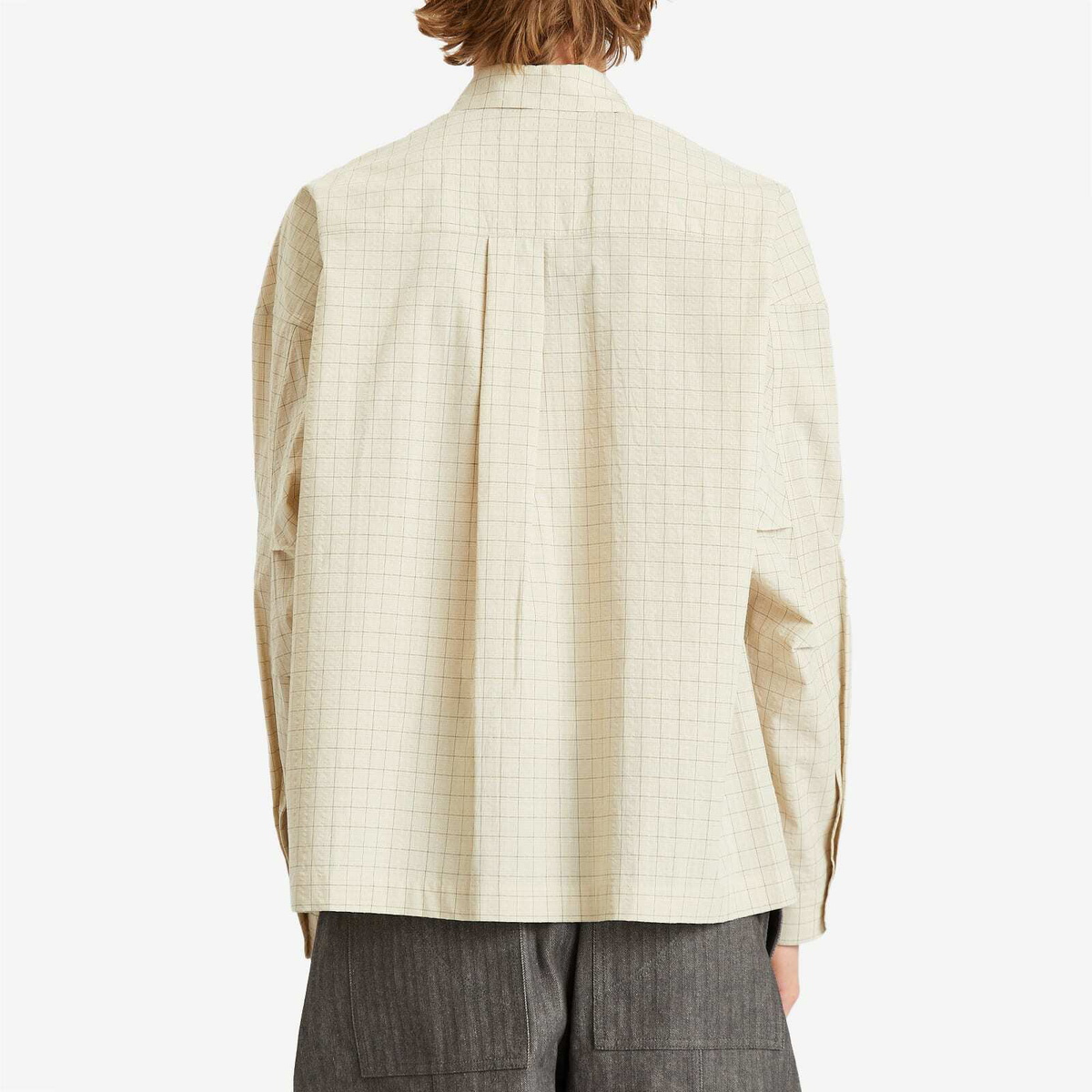 Sage Nation Men's Pocket Parka Jacket Shirt in Parchment Check