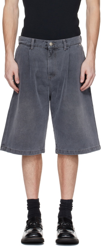 Photo: mfpen Gray Star Rivet Denim Shorts