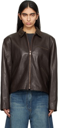 Magda Butrym Brown Zip Leather Jacket