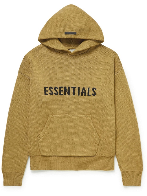 Photo: Fear of God Essentials - Logo-Intarsia Cotton-Blend Hoodie - Yellow