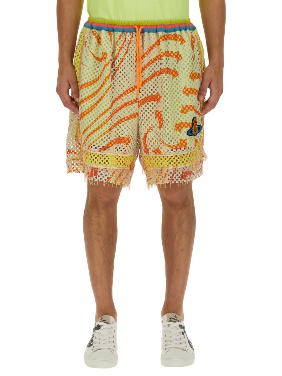 Vivienne Westwood｜TRAINING PANTS (BOXING SHORTS (3J0100 White & Orange Boxing Shorts by Vivienne Westwood on Sale