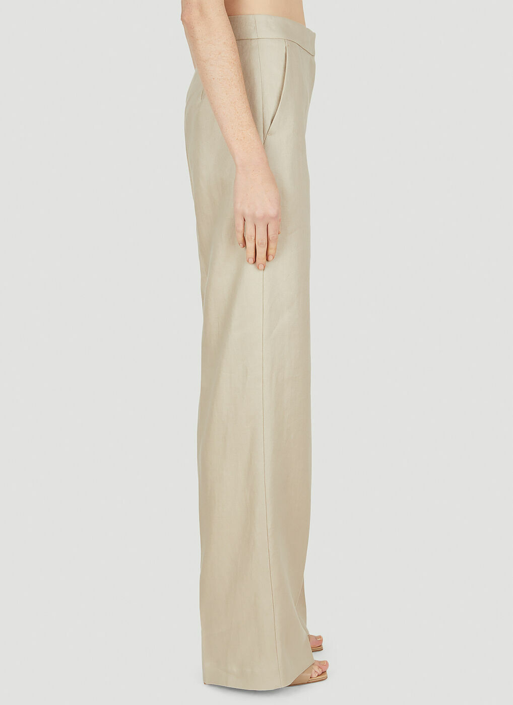 ボトムスその他 Max Mara Studio Beige straight linen pants MAX MARA Linen wide-leg pants | NET-A-PORTER