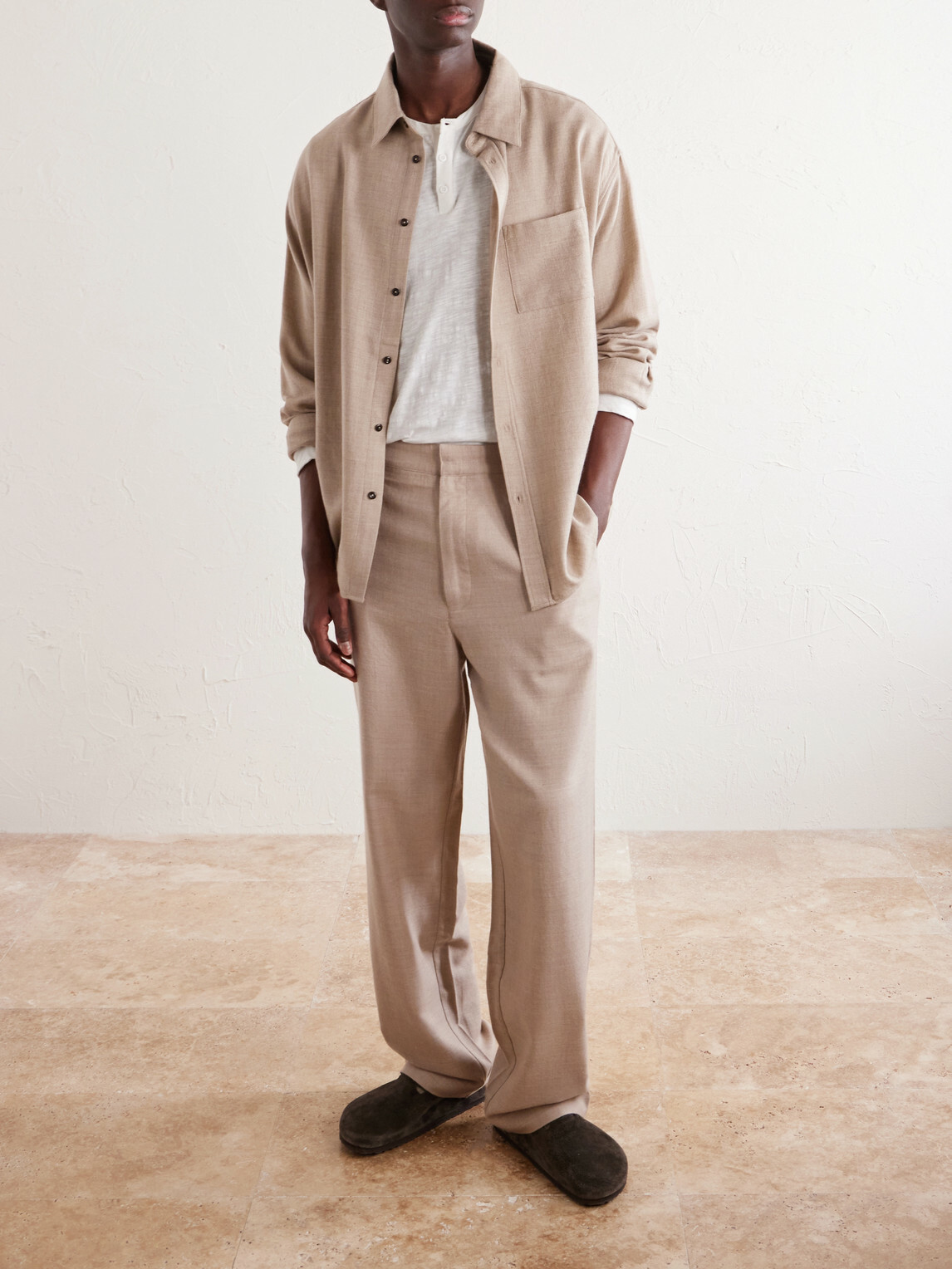 The Elder Statesman - Cashmina Slacker Straight-Leg Wool and Cashmere-Blend Trousers - Neutrals