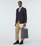 Thom Browne 4-Bar leather-trimmed canvas tote bag