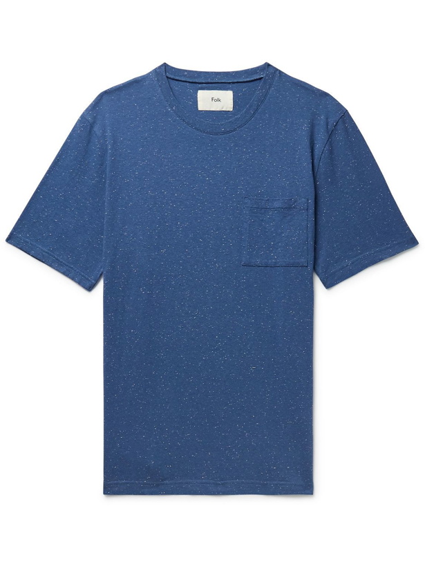 Photo: Folk - Assembly Nep Organic Cotton-Blend Jersey T-Shirt - Blue