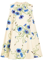 Stella Mccartney Embellished Floral-print Cotton Mini Dress White