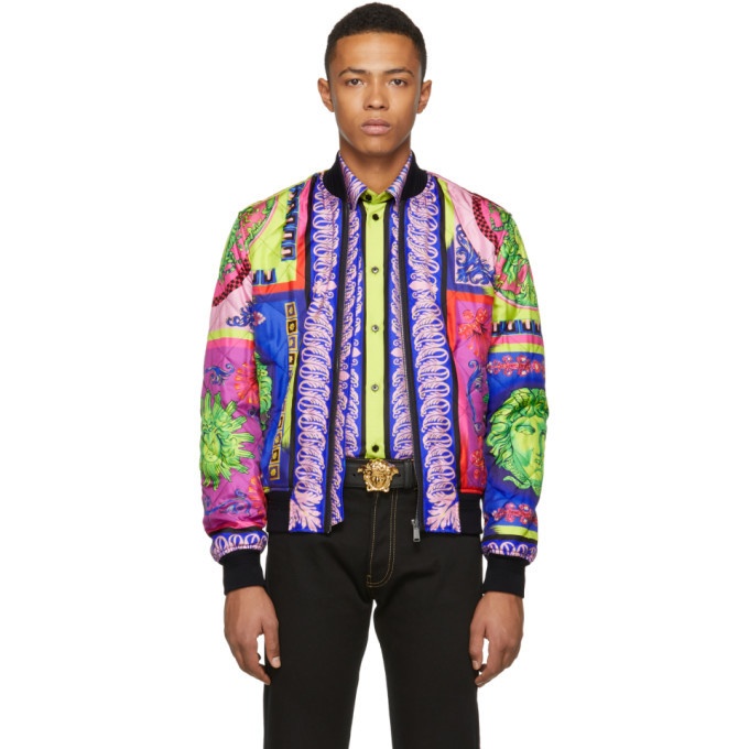 Photo: Versace Multicolor Neon Bomber Jacket