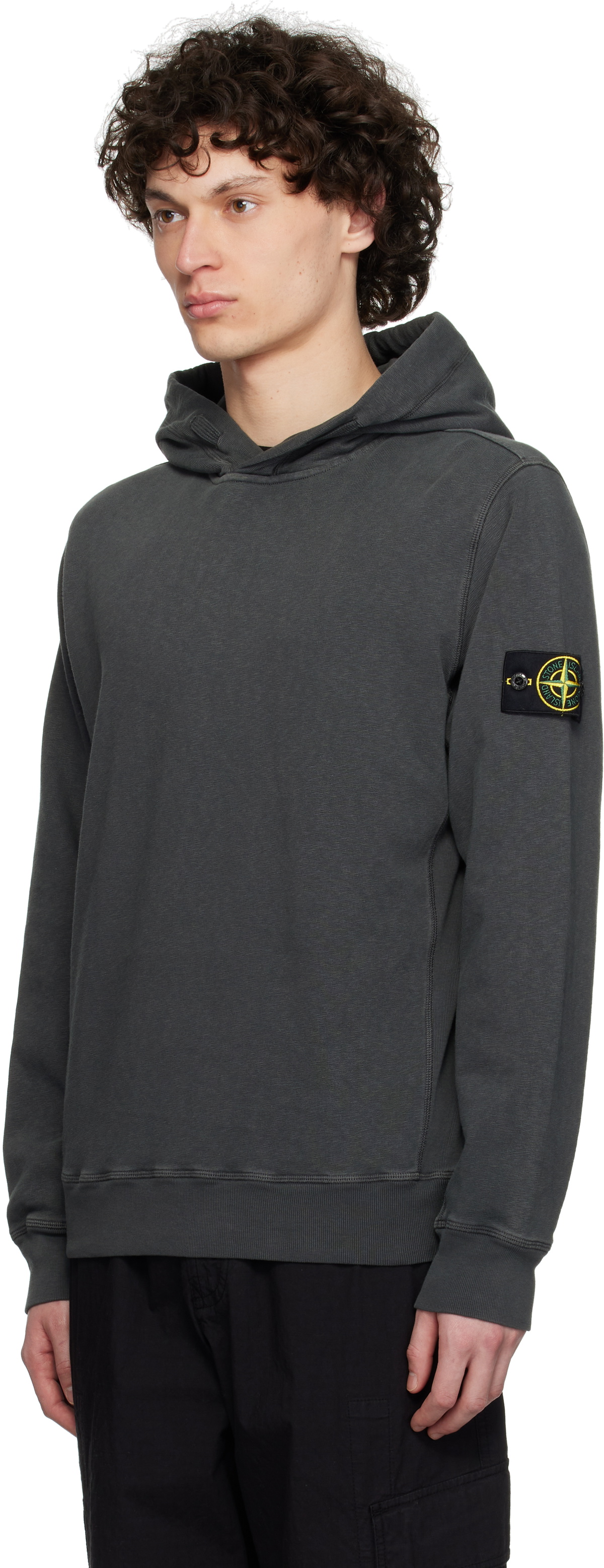 Stone Island Gray Malfilé Fleece Old Effect Hoodie Stone Island
