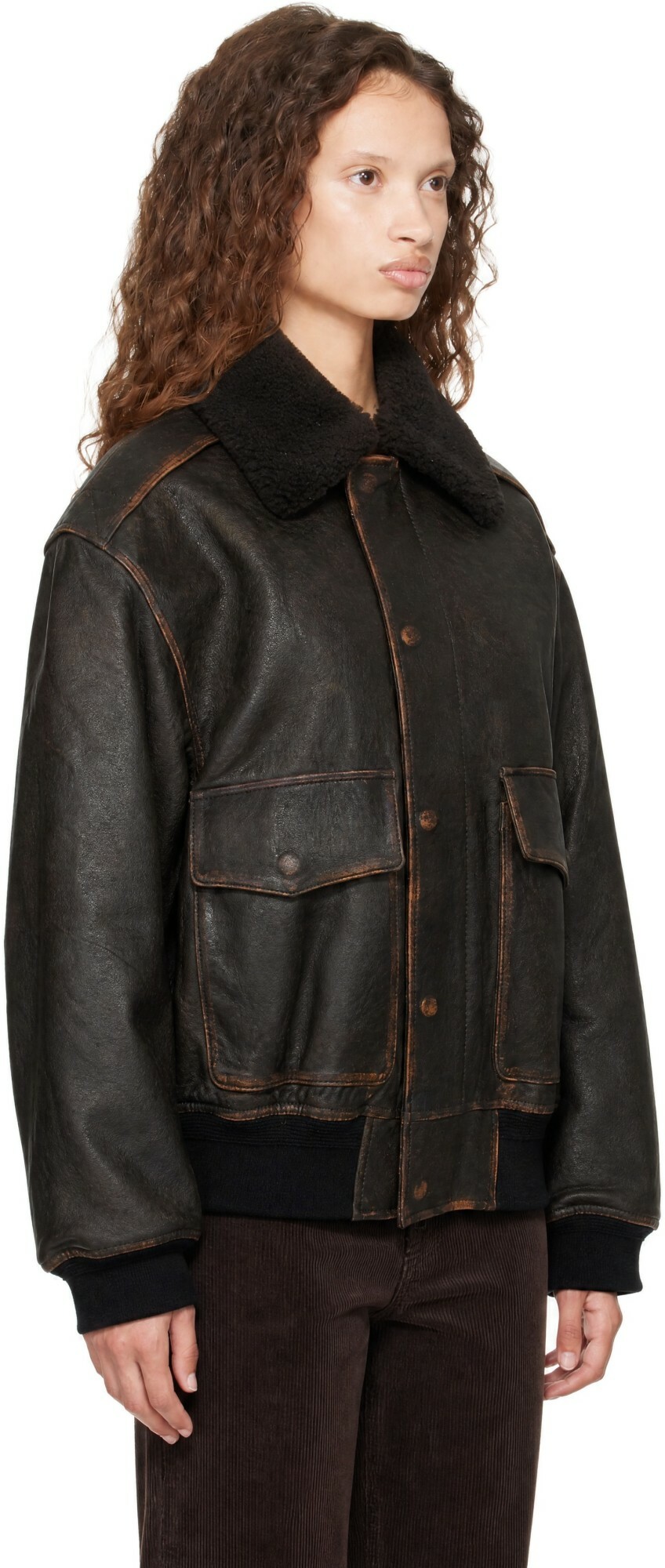 Dunst Black Detachable A-2 Blouson Leather Jacket