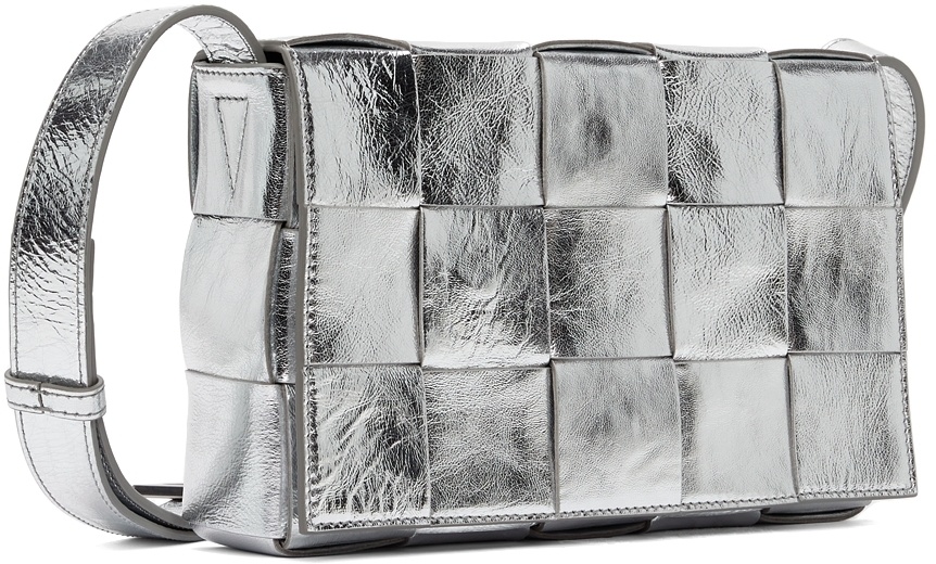 Bottega Veneta Metallic Silver Intrecciato Leather Cassette Shoulder Bag  Bottega Veneta