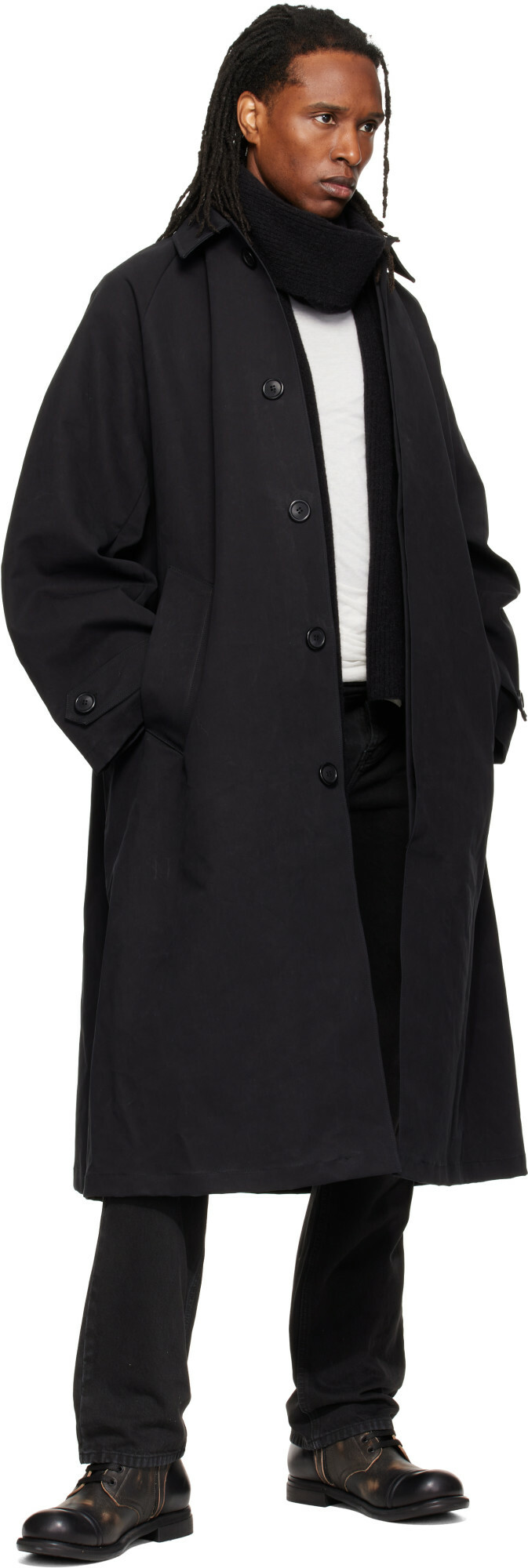 ALEXANDER DIGENOVA Black Canvas Trench Coat