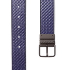 Bottega Veneta - 3.5cm Black and Blue Reversible Intrecciato Leather Belt - Men - Black