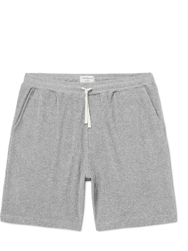 Photo: Oliver Spencer Loungewear - Ashbourne Cotton-Blend Terry Drawstring Shorts - Gray